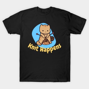 Knit Happens Funny Cat T-Shirt